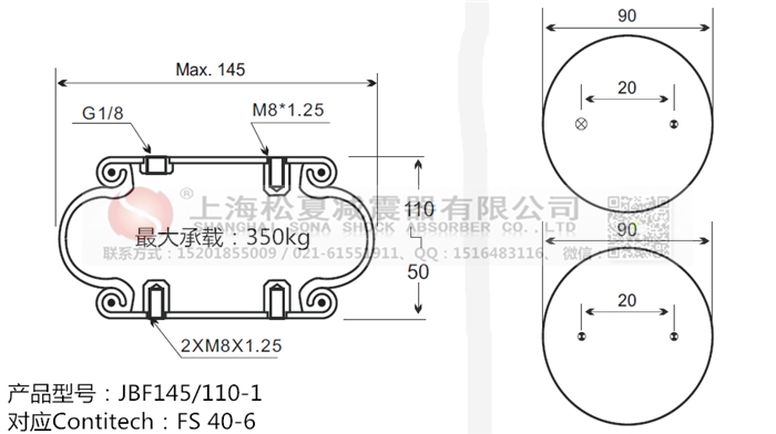 JBF145/110-1橡膠<a href='http://m.sc028ly.com/' target='_blank'><u>空氣彈簧</u></a>