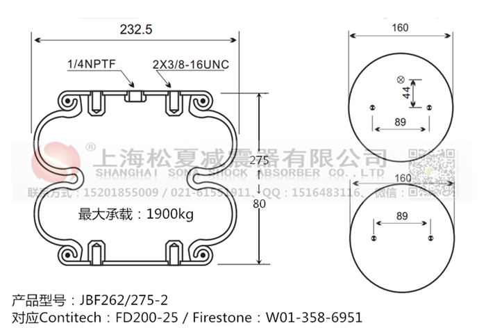JBF262/275-2橡膠<a href='http://m.sc028ly.com/' target='_blank'><u>空氣彈簧</u></a>