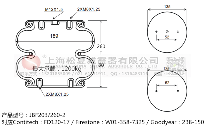 JBF203/260-2橡膠<a href='http://m.sc028ly.com/' target='_blank'><u>空氣彈簧</u></a>